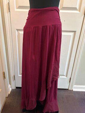 Apt. 9 Maxi Asymmetrical Wrap Skirt  Xl Burgundy